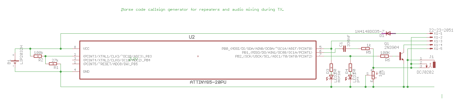 ATTiny Morde Code Generator Schematic