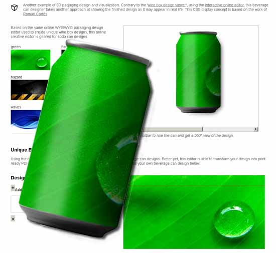 Interactive Web-To-Print Online Beverage Can Designer with 3D Visualization