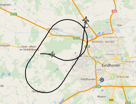 Aircraft on approach route