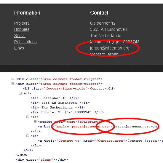 Standard HTML email address encoding