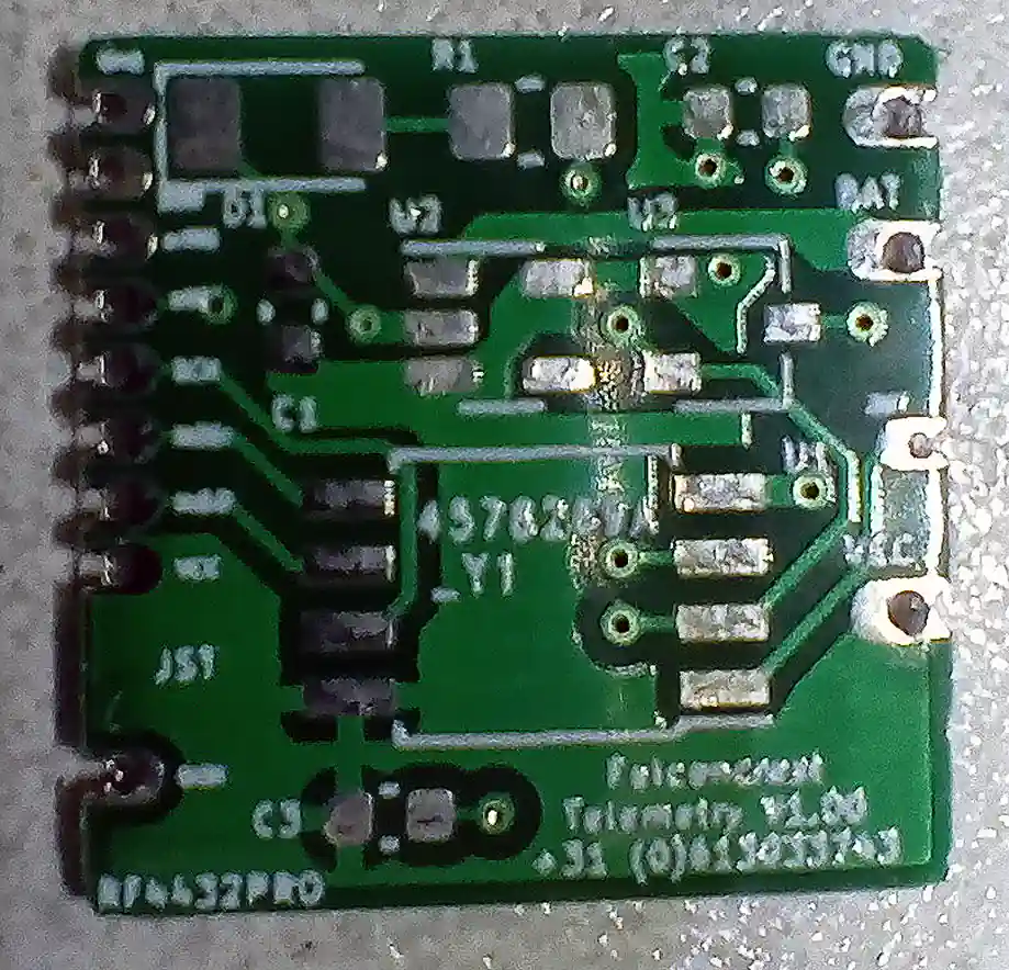 Falconry telemetry real PCB front (component side)
