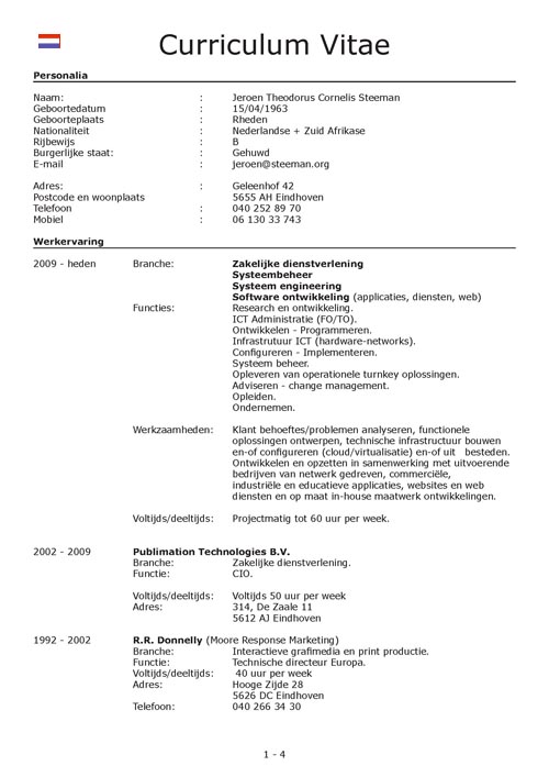 CV Jeroen Steeman Nederlands